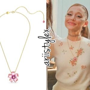 Swarovski Pink and Gold Floral Necklace